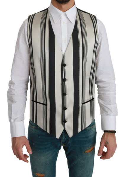 Dolce &amp; Gabbana Weste mit weißen und schwarzen Streifen, formelle Weste
