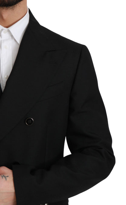 Dolce &amp; Gabbana – Schwarzer Slim Fit-Jackenmantel aus Wolle