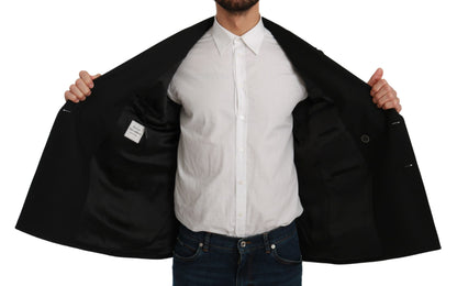 Dolce &amp; Gabbana – Schwarzer Slim Fit-Jackenmantel aus Wolle