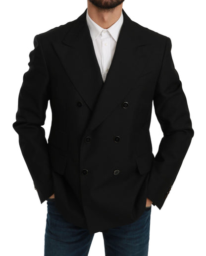 Dolce &amp; Gabbana – Schwarzer Slim Fit-Jackenmantel aus Wolle