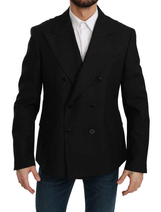 Dolce &amp; Gabbana – Schwarzer Slim Fit-Jackenmantel aus Wolle