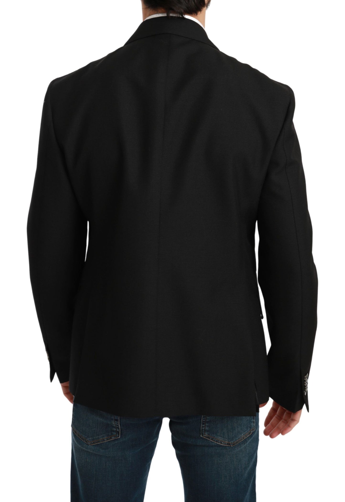 Dolce &amp; Gabbana – Schwarzer Slim Fit-Jackenmantel aus Wolle