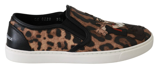 Dolce &amp; Gabbana Leder Leopard #dgfamily Loafer Schuhe