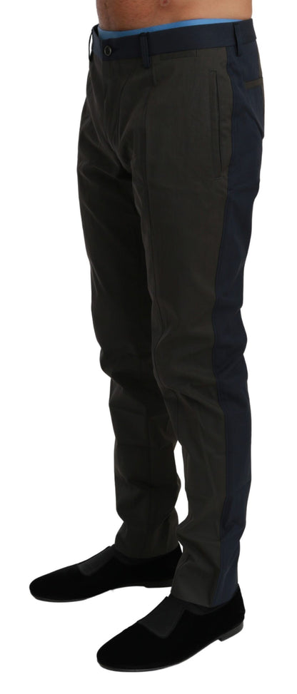 Dolce &amp; Gabbana Blaugrau gestreifte Hose Baumwollhose