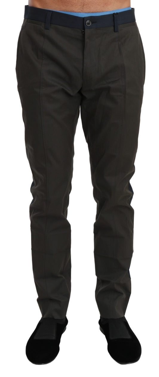Dolce &amp; Gabbana Blaugrau gestreifte Hose Baumwollhose