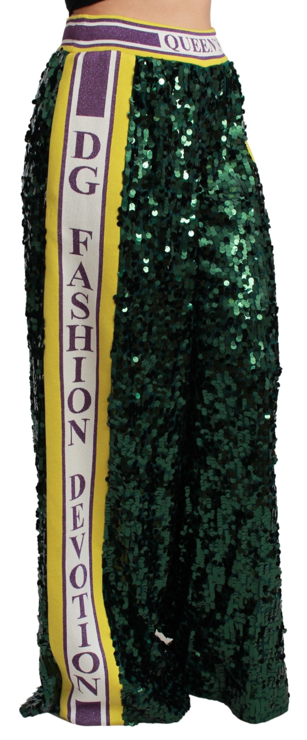 Dolce &amp; Gabbana Grüne Paillettenhose Queens Angel Pants