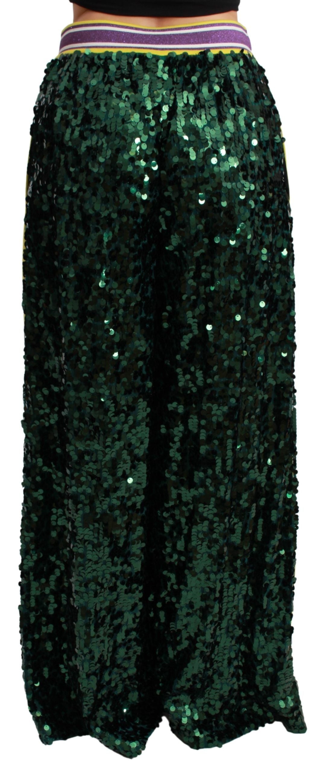 Dolce &amp; Gabbana Grüne Paillettenhose Queens Angel Pants