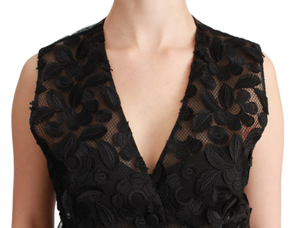 Dolce &amp; Gabbana Weste aus schwarzem Brokat mit Blumenmuster