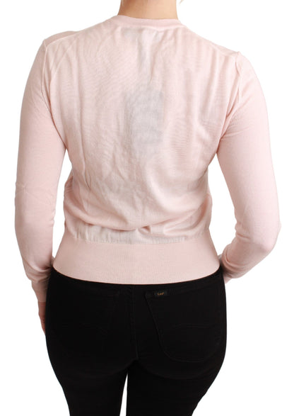 Dolce &amp; Gabbana – Pullover aus Seidenkaschmir mit Blumenmuster in Rosa