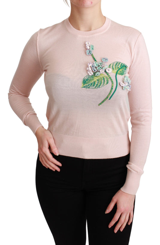 Dolce &amp; Gabbana – Pullover aus Seidenkaschmir mit Blumenmuster in Rosa