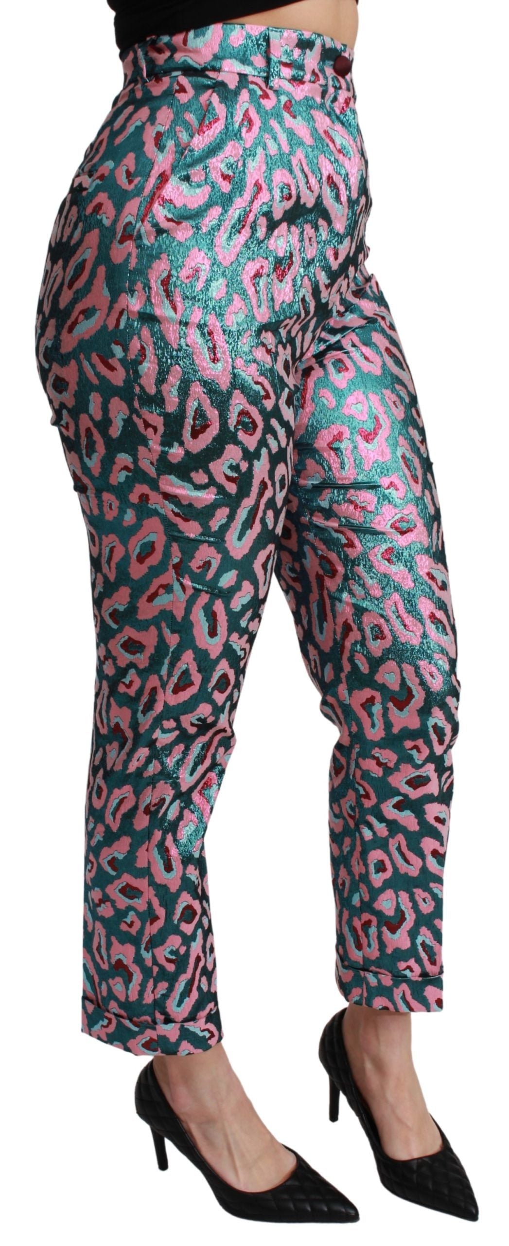 Dolce &amp; Gabbana – Mehrfarbig gemusterte, verkürzte Hose mit hoher Taille