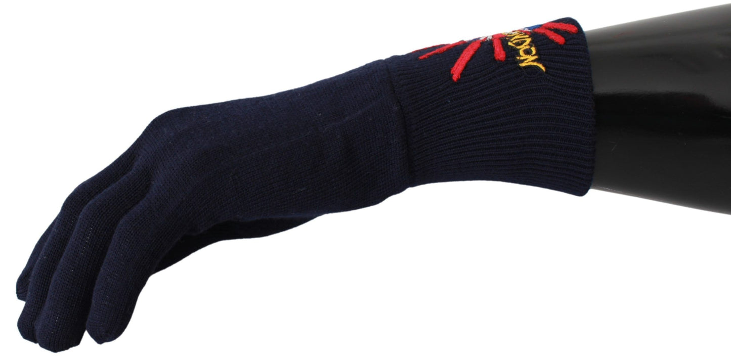 Dolce &amp; Gabbana Blaue #DGLovesLondon bestickte Wollhandschuhe