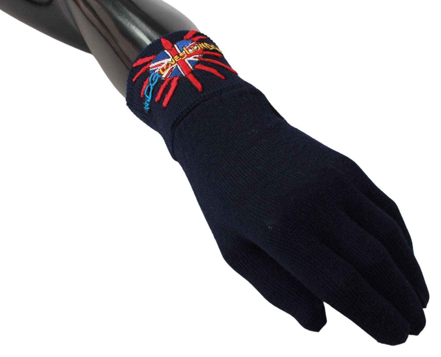 Dolce &amp; Gabbana Blaue #DGLovesLondon bestickte Wollhandschuhe
