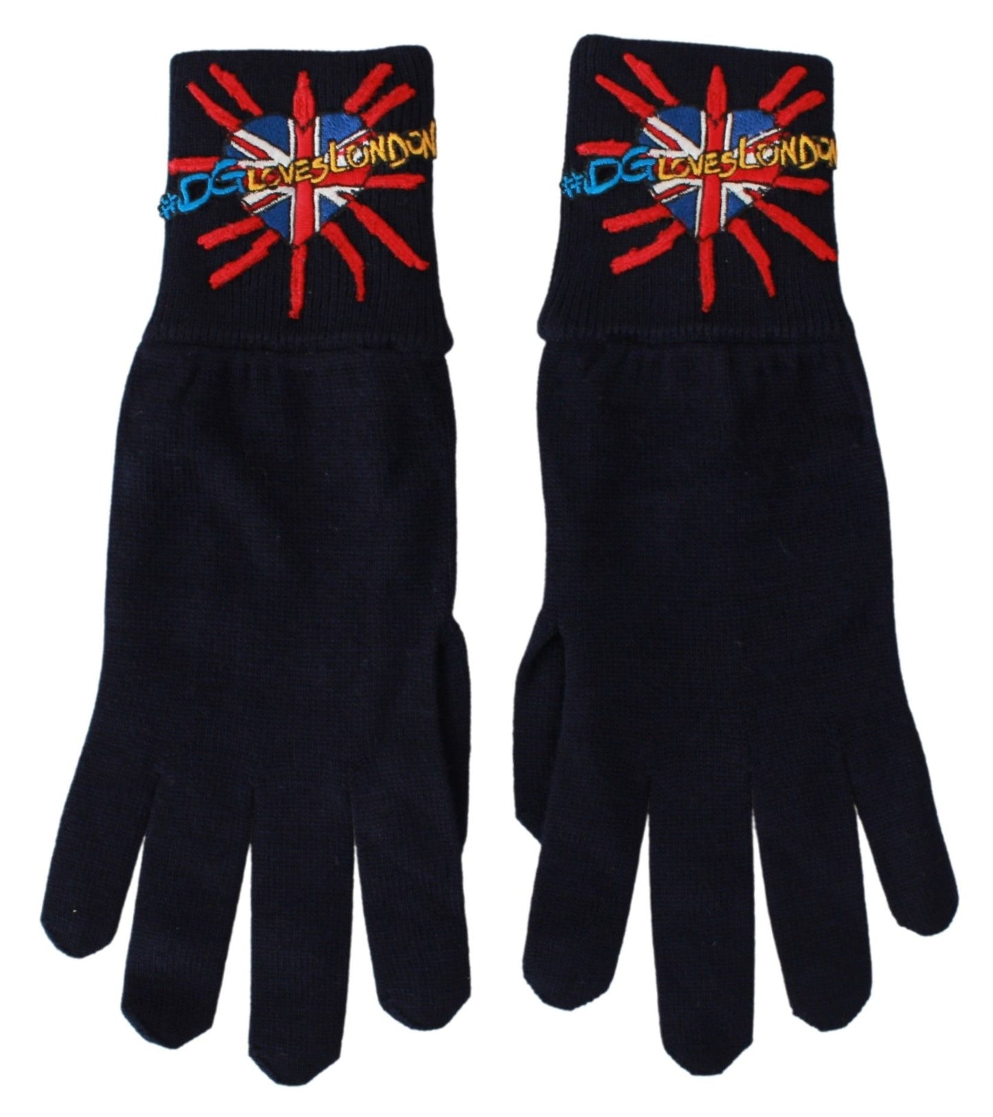 Dolce &amp; Gabbana Blaue #DGLovesLondon bestickte Wollhandschuhe