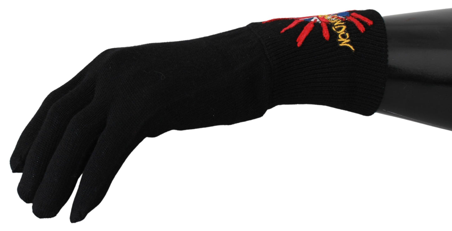 Dolce &amp; Gabbana – Schwarze #DGLovesLondon-Wollhandschuhe mit Stickerei