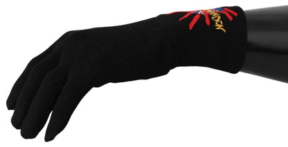 Dolce &amp; Gabbana – Schwarze #DGLovesLondon-Wollhandschuhe mit Stickerei