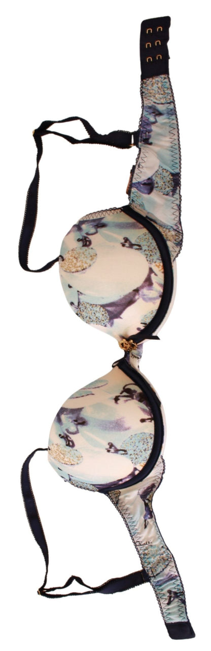 Roberto Cavalli – Reggiseno-BH aus blau bedrucktem Nylon