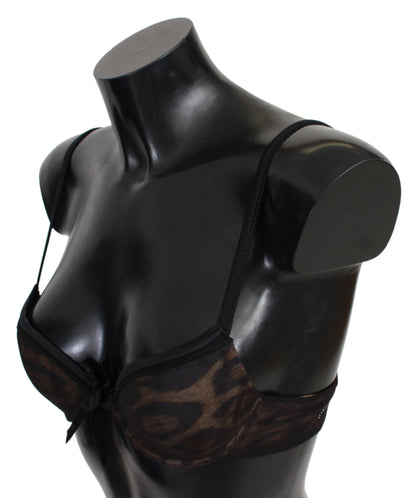 Roberto Cavalli – Push-Up-BH aus Nylon mit schwarzem Leopardenmuster