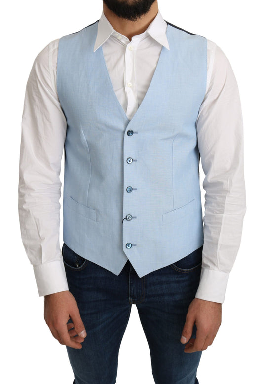 Dolce &amp; Gabbana – Blaue Weste aus Viskose-Stretch