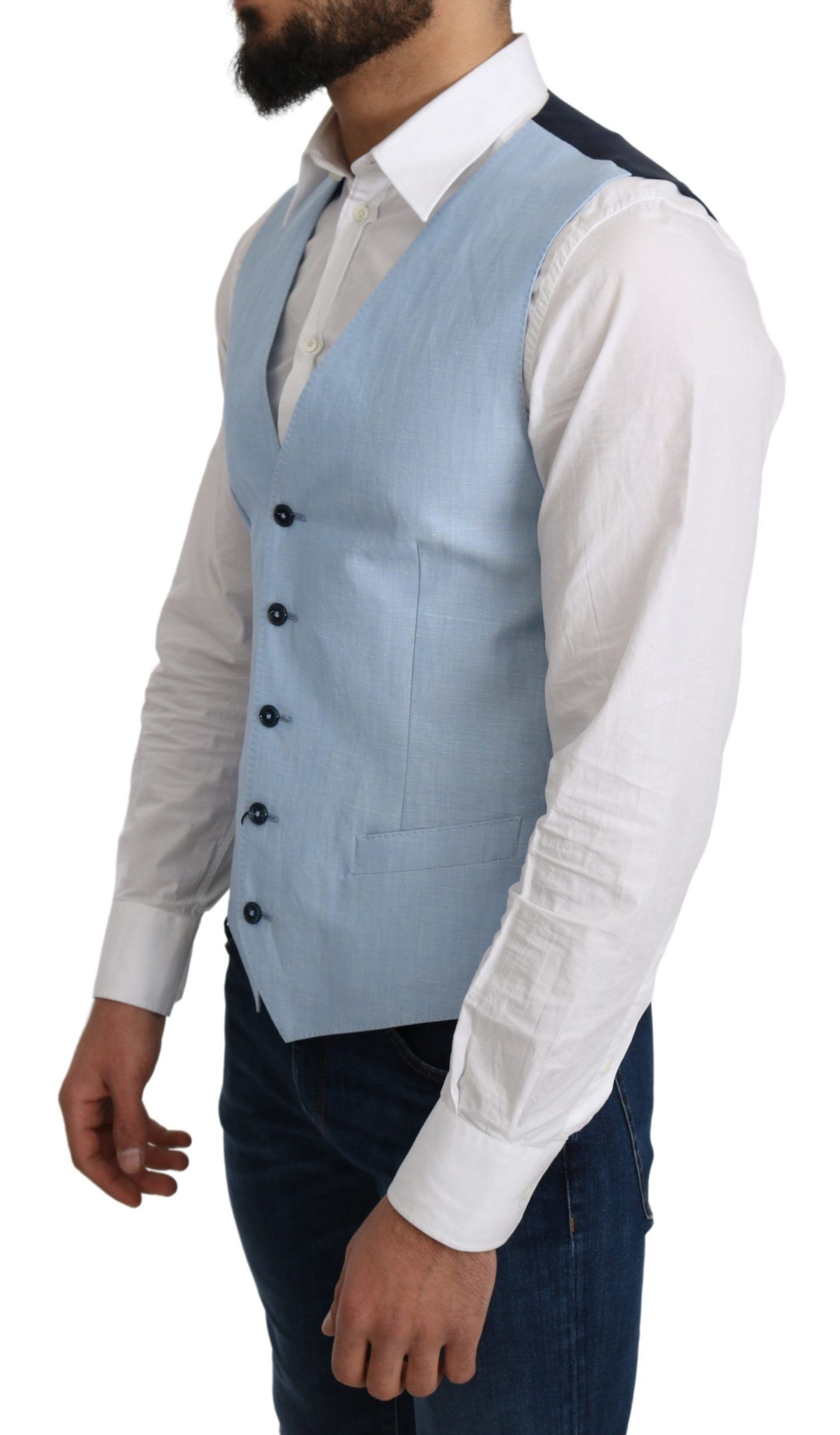 Dolce &amp; Gabbana – Blaue Weste aus Viskose-Stretch