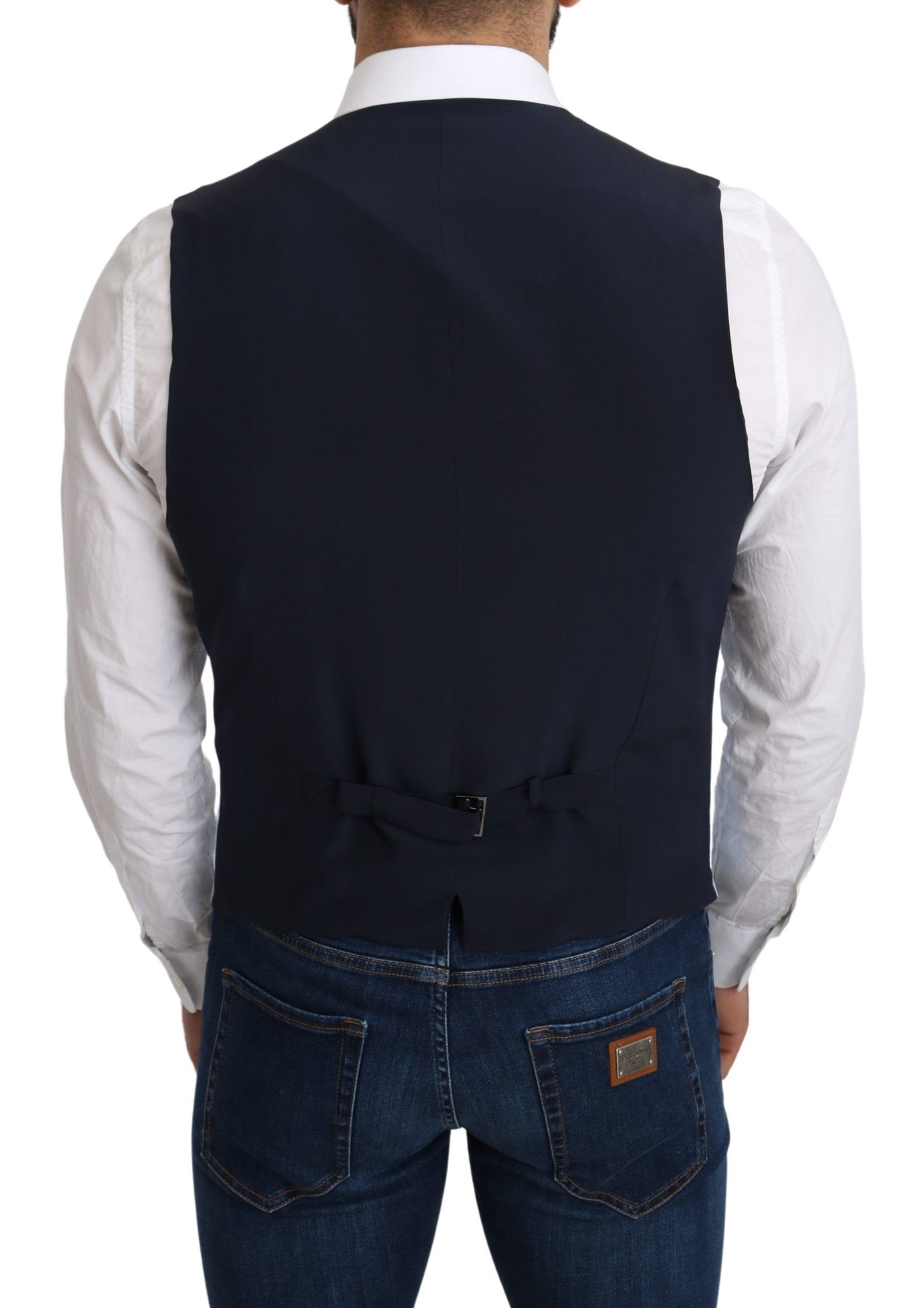 Dolce &amp; Gabbana – Blaue Weste aus Viskose-Stretch