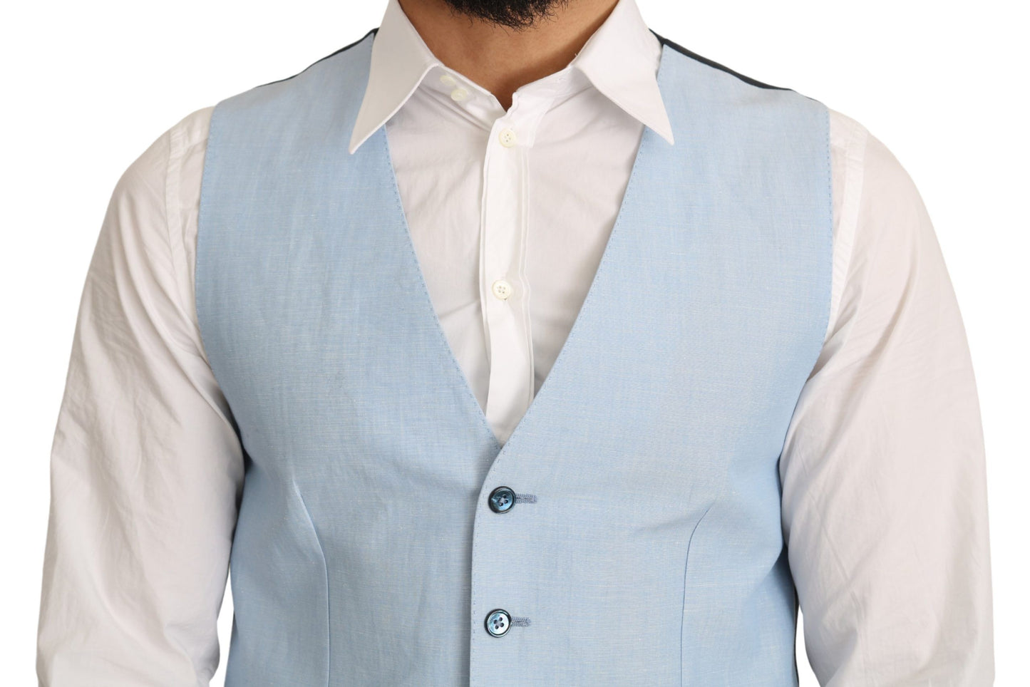 Dolce &amp; Gabbana – Blaue Weste aus Viskose-Stretch