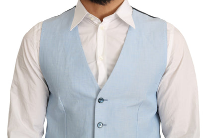 Dolce &amp; Gabbana – Blaue Weste aus Viskose-Stretch