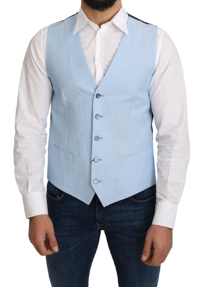 Dolce &amp; Gabbana – Blaue Weste aus Viskose-Stretch
