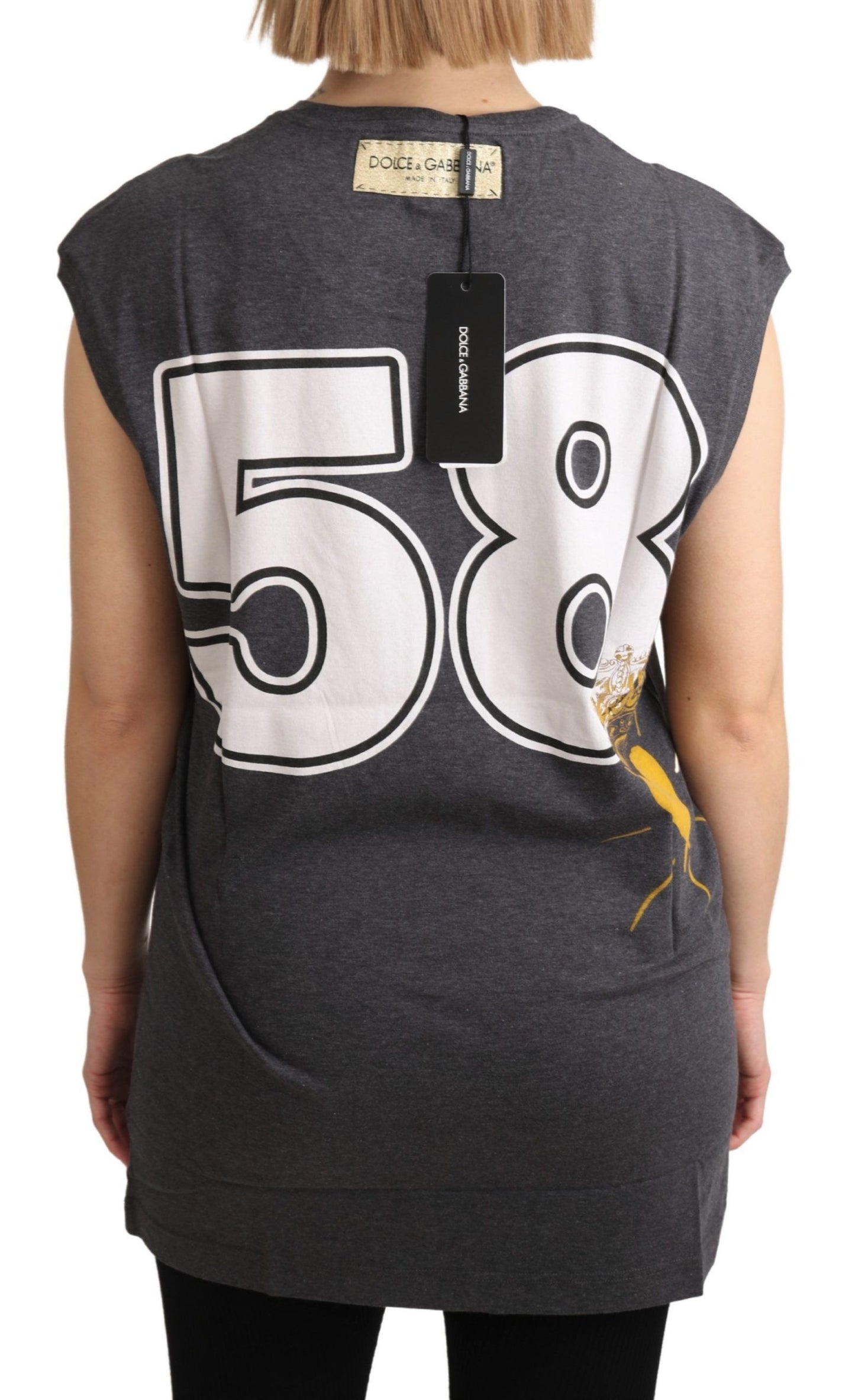 Dolce &amp; Gabbana Graues Baumwoll-T-Shirt „L'Amore Top“