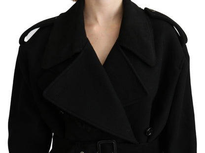 Dolce &amp; Gabbana – Schwarzer Blazer-Trenchcoat aus Schurwolle