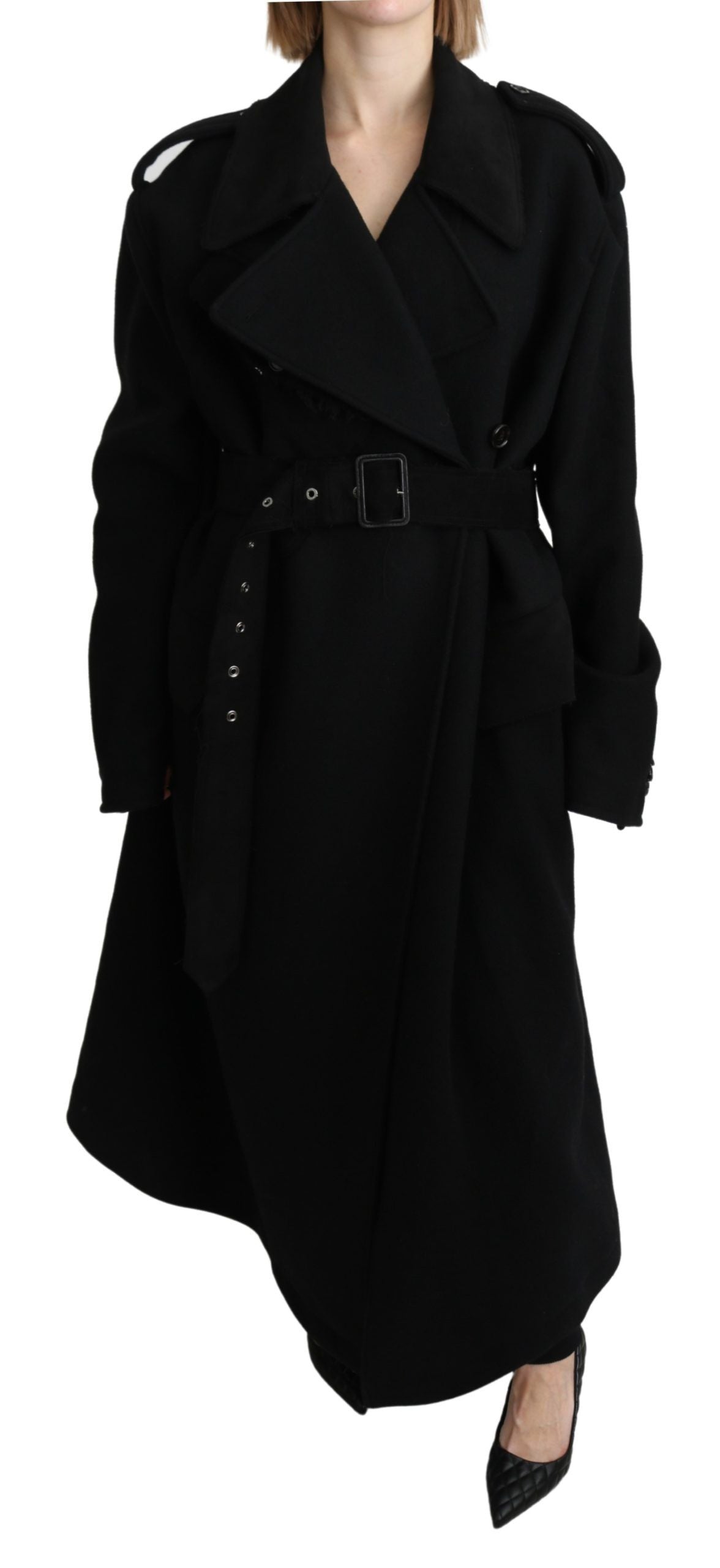 Dolce &amp; Gabbana – Schwarzer Blazer-Trenchcoat aus Schurwolle