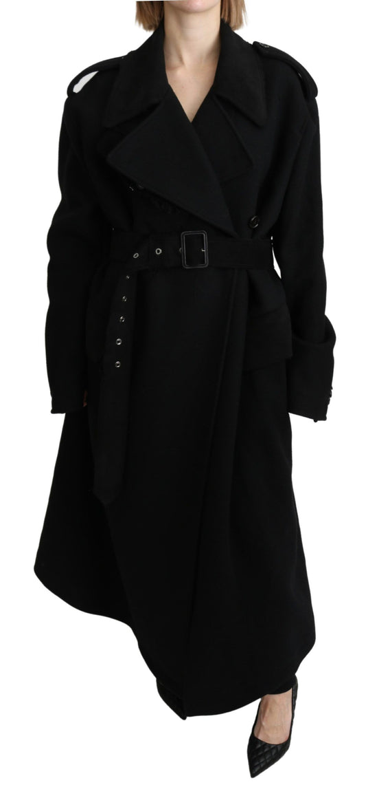Dolce &amp; Gabbana – Schwarzer Blazer-Trenchcoat aus Schurwolle