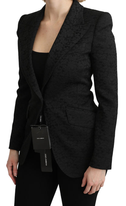 Dolce &amp; Gabbana – Einreihige Blazerjacke aus schwarzem Brokat