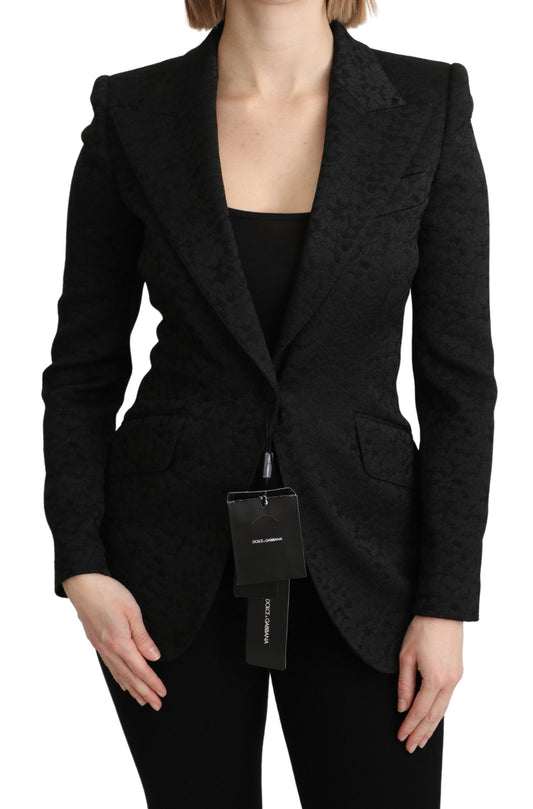 Dolce &amp; Gabbana – Einreihige Blazerjacke aus schwarzem Brokat