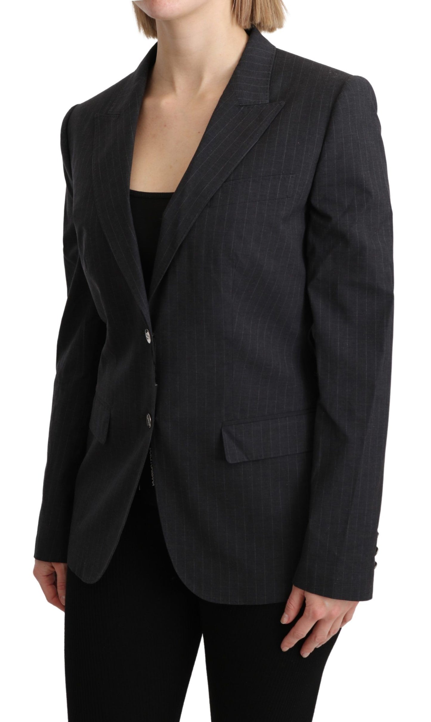 Dolce &amp; Gabbana Graue einreihige Blazer-Baumwolljacke