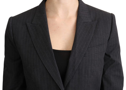 Dolce &amp; Gabbana Graue einreihige Blazer-Baumwolljacke
