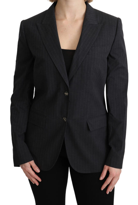 Dolce &amp; Gabbana Graue einreihige Blazer-Baumwolljacke