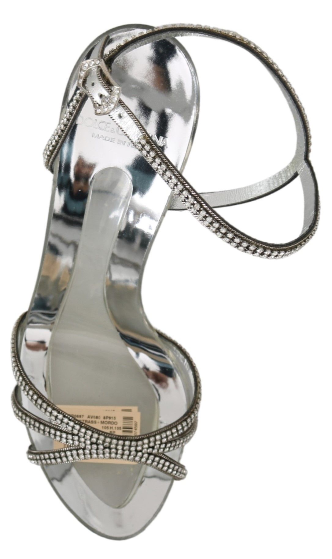 Dolce &amp; Gabbana Silber Kristall Knöchelriemen Sandalen Schuhe