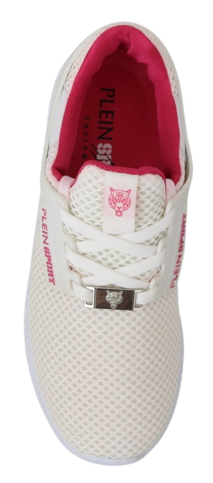 Philipp Plein – Becky – Weiße, rosa Polyester-Sneakers