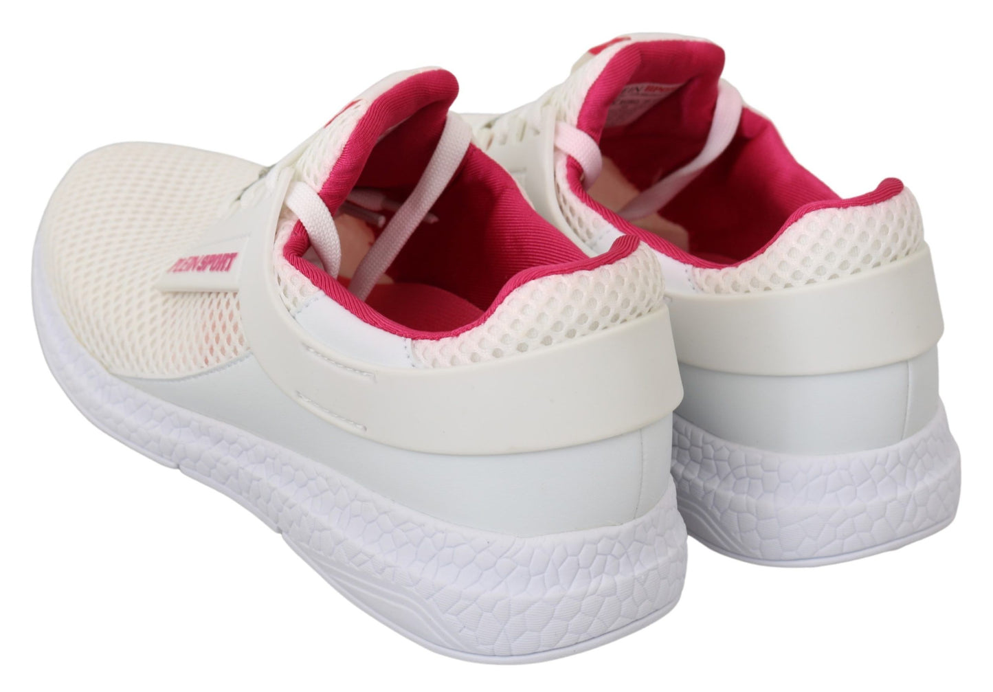 Philipp Plein – Becky – Weiße, rosa Polyester-Sneakers
