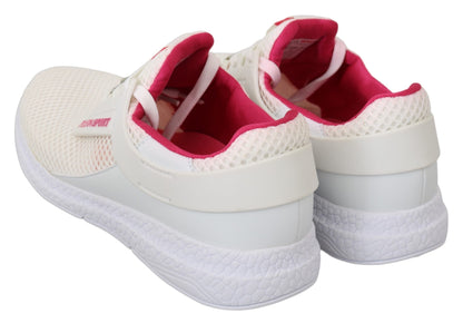 Philipp Plein – Becky – Weiße, rosa Polyester-Sneakers