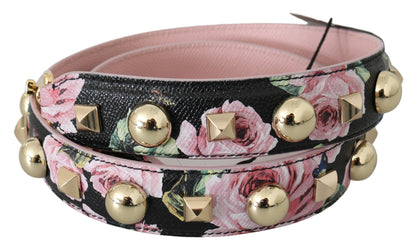Dolce &amp; Gabbana Schultergurt aus Leder mit Blumenmuster und Nieten in Rosa