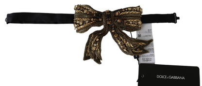 Dolce & Gabbana Gold Crystal Beaded Sequined 100% Silk Catwalk Necklace