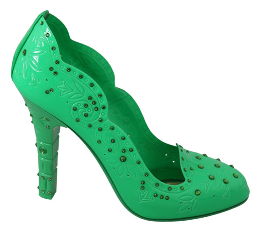 Dolce &amp; Gabbana Grüne Kristallblumen-CINDERELLA-Heels