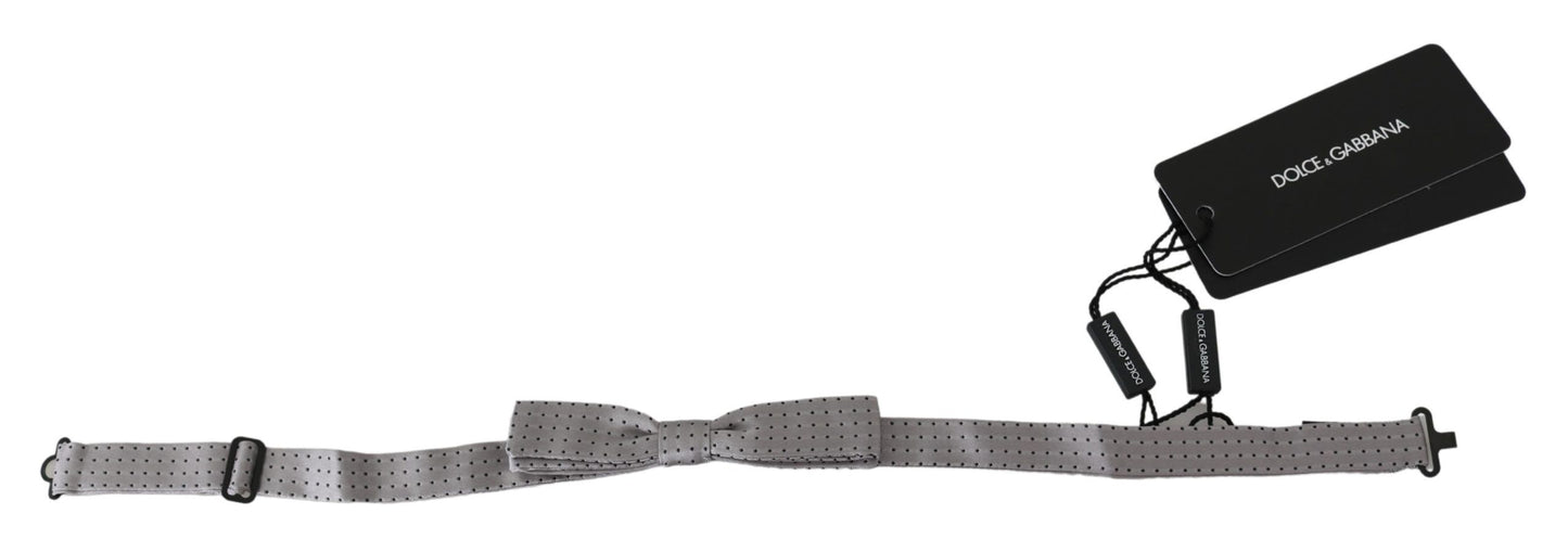 Dolce &amp; Gabbana Gray Polka Dot Mens Necktie Papillon Bow Tie