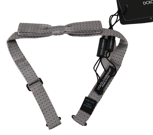 Dolce &amp; Gabbana Gray Polka Dot Mens Necktie Papillon Bow Tie