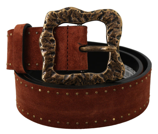 Dolce &amp; Gabbana – Barockgürtel aus braunem Wildleder mit Nieten