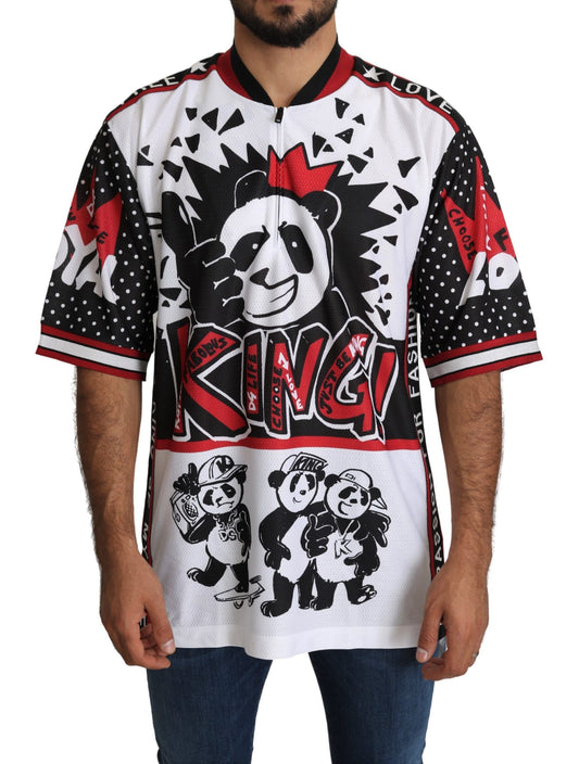 Dolce &amp; Gabbana Weißes King Panda Top Polyester Herren T-Shirt