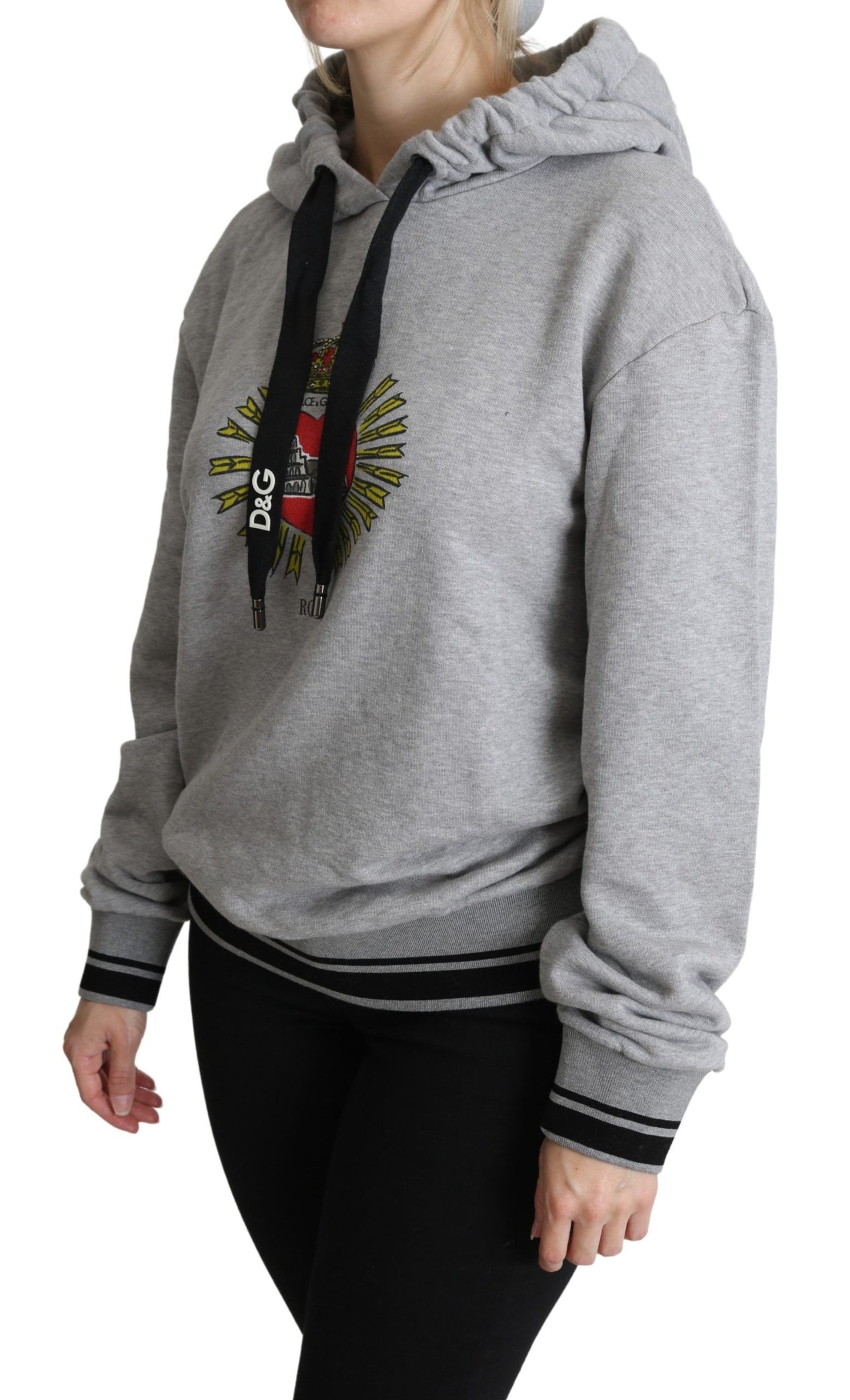 Dolce &amp; Gabbana – Grau bedruckter Kapuzenpullover mit exklusivem Logo