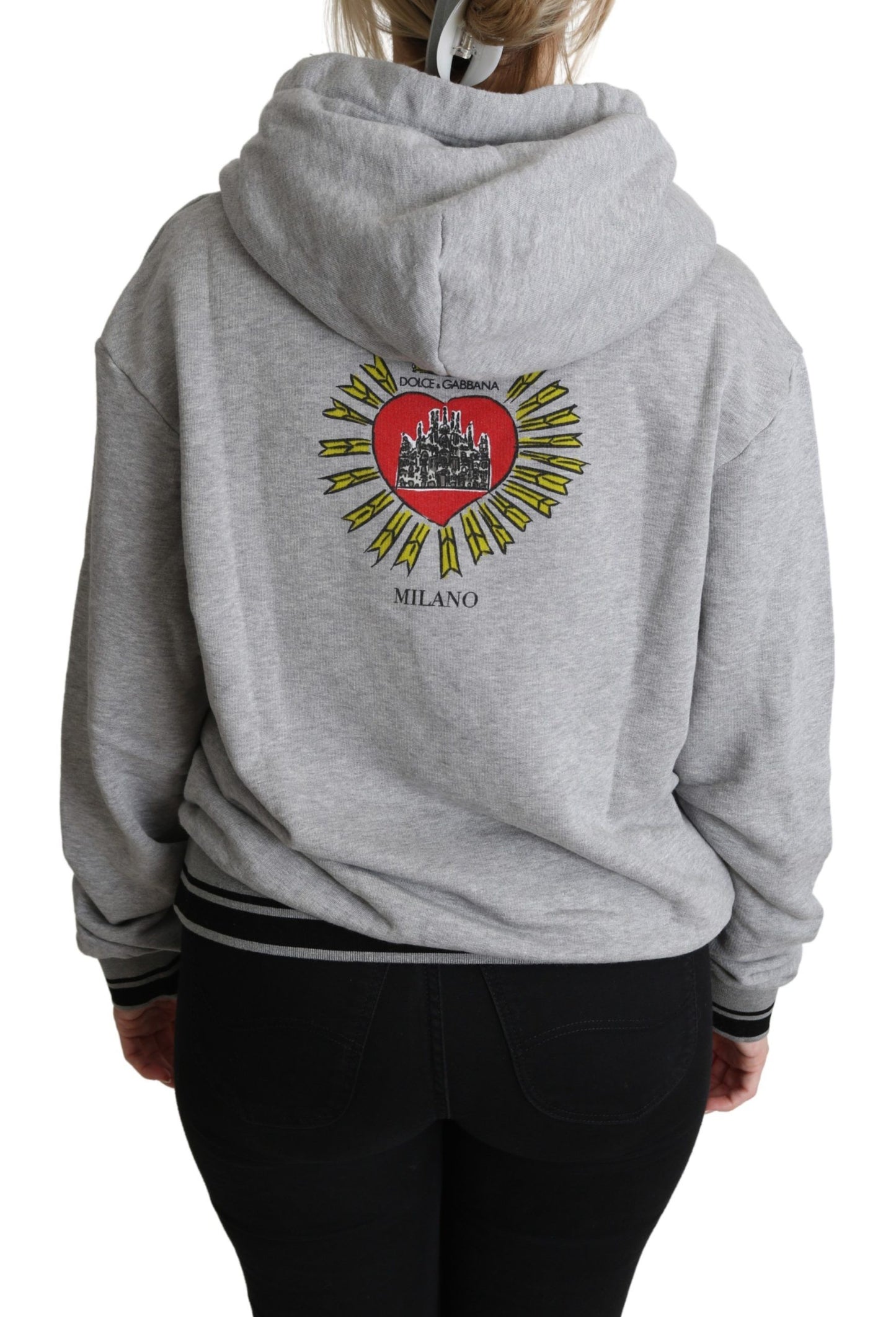 Dolce &amp; Gabbana – Grau bedruckter Kapuzenpullover mit exklusivem Logo